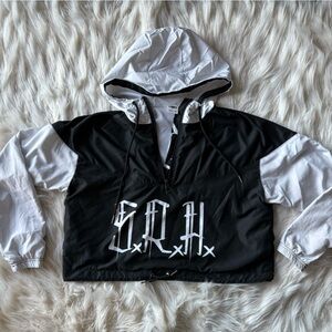 Black and White Hooded Windbreaker - SRH